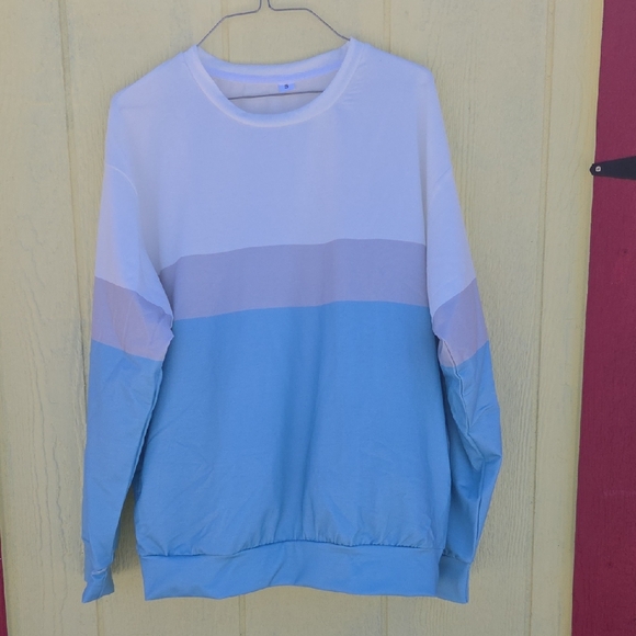 Other - Men's Colorblock Crewneck Sweater - Blue/White / Has Pockets NWOT